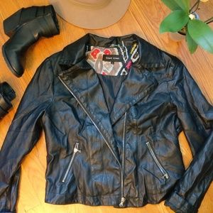 BLACK RIVET Black Faux Leather Jacket